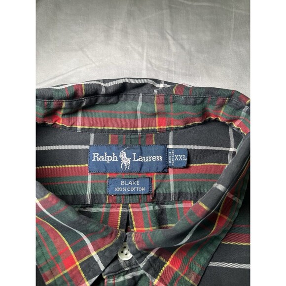 Polo Ralph Lauren Blake Shirt Mens 2XL Red Green Black Plaid Oxford Button Down - Picture 6 of 16